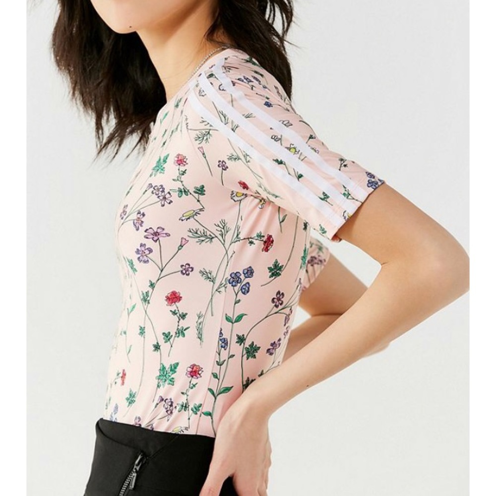 Adidas Original pink floral bodysuit NWT - Picture 2 of 8